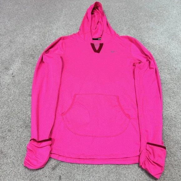 Nike Dri-Fit Activewear Jacket Women’s Pink Hooded Long Sleeve Pullover Small - Picture 5 of 11